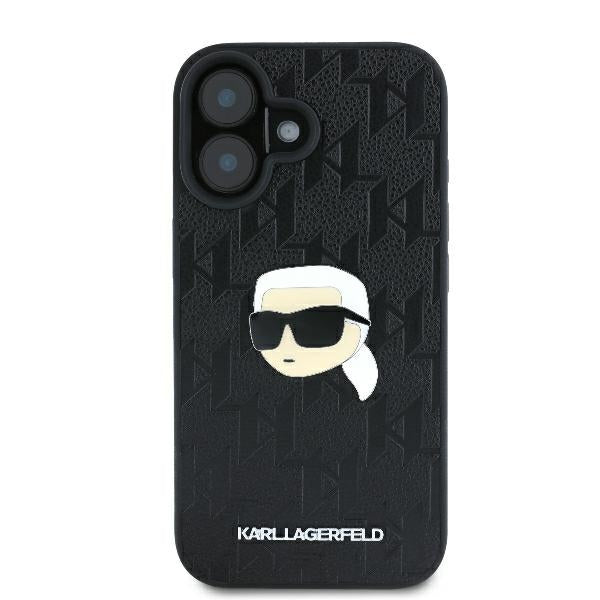 Калъф за Apple iPhone 16, Karl Lagerfeld, Monogram Karl's Head, Черен