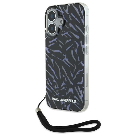Калъф за Apple iPhone 16, Karl Lagerfeld, Zebra with Cord Strap, Лилав