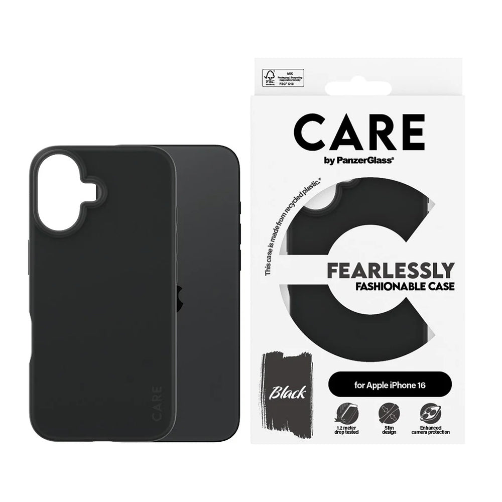 Калъф за Apple iPhone 16, PanzerGlass, Care Fashionable, Черен