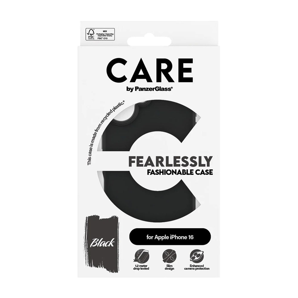 Калъф за Apple iPhone 16, PanzerGlass, Care Fashionable, Черен