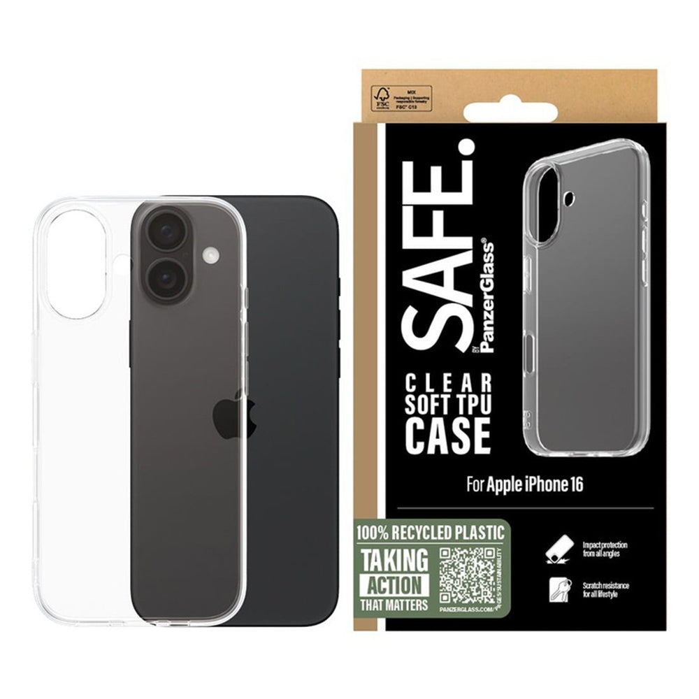 Калъф за Apple iPhone 16, PanzerGlass, Safe., Прозрачен