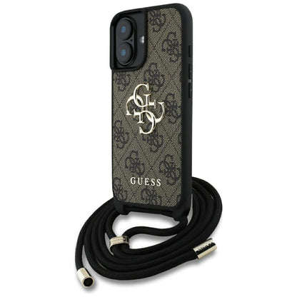 Калъф за Apple iPhone 16 Plus, Guess, 4G CBDY Big Logo with Cord Strap, Кафяв