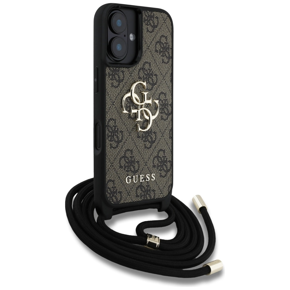 Калъф за Apple iPhone 16 Plus, Guess, 4G CBDY Big Logo with Cord Strap, Кафяв