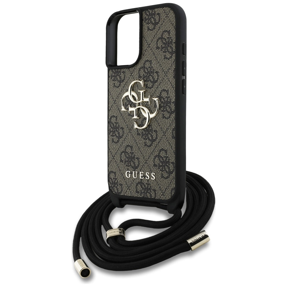 Калъф за Apple iPhone 16 Plus, Guess, 4G CBDY Big Logo with Cord Strap, Кафяв