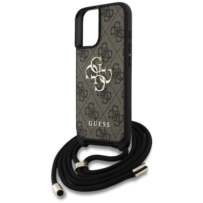 Калъф за Apple iPhone 16 Plus, Guess, 4G CBDY Big Logo with Cord Strap, Кафяв