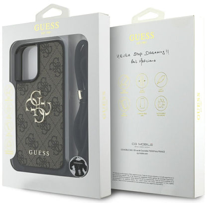 Калъф за Apple iPhone 16 Plus, Guess, 4G CBDY Big Logo with Cord Strap, Кафяв