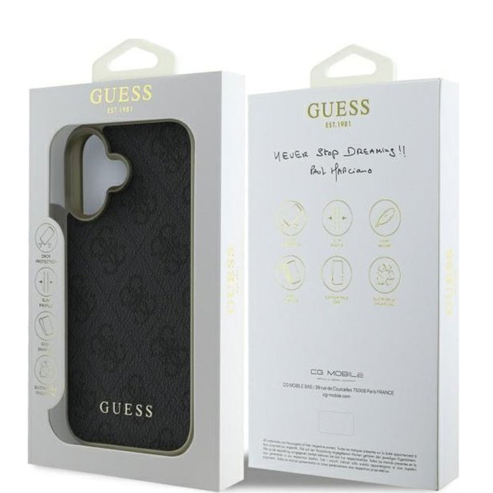 Калъф за Apple iPhone 16 Plus, Guess, 4G Charm, Черен