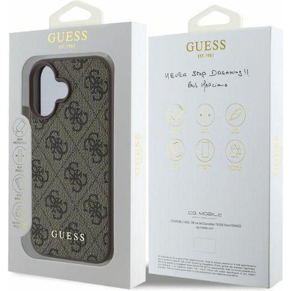 Калъф за Apple iPhone 16 Plus, Guess, 4G Classic, Черен