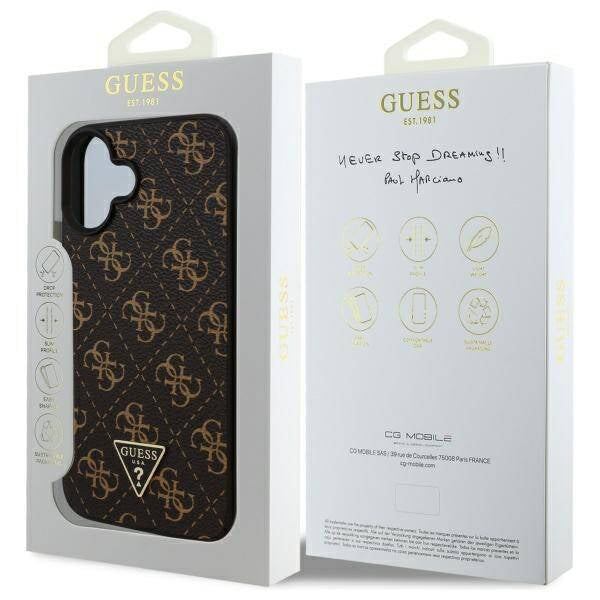 Калъф за Apple iPhone 16 Plus, Guess, 4G Triangle Logo, Черен