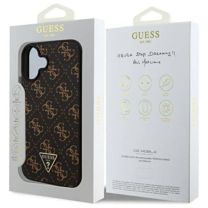 Калъф за Apple iPhone 16 Plus, Guess, 4G Triangle Logo, Черен