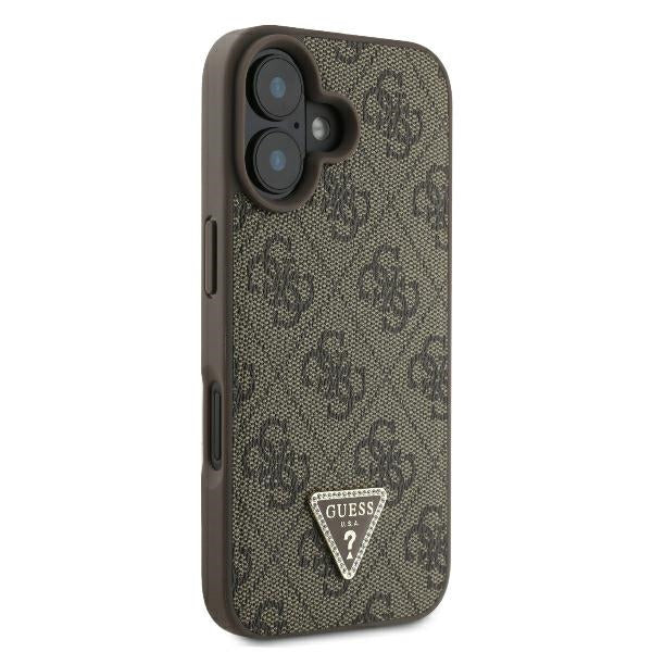 Калъф за Apple iPhone 16 Plus, Guess, 4G Triangle Strass, Кафяв