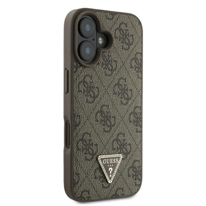 Калъф за Apple iPhone 16 Plus, Guess, 4G Triangle Strass, Кафяв