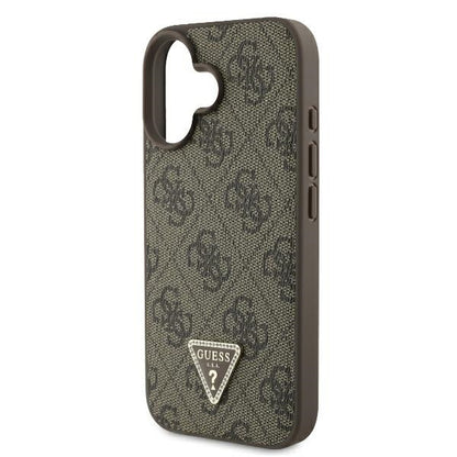 Калъф за Apple iPhone 16 Plus, Guess, 4G Triangle Strass, Кафяв