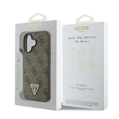 Калъф за Apple iPhone 16 Plus, Guess, 4G Triangle Strass, Кафяв