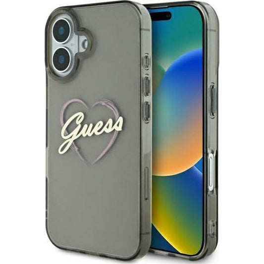 Калъф за Apple iPhone 16 Plus, Guess, IML Heart, Черен
