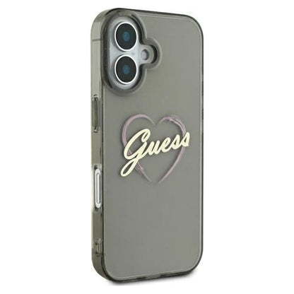 Калъф за Apple iPhone 16 Plus, Guess, IML Heart, Черен