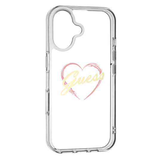 Калъф за Apple iPhone 16 Plus, Guess, IML Heart, Прозрачен