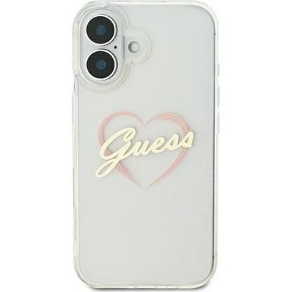 Калъф за Apple iPhone 16 Plus, Guess, IML Heart, Прозрачен