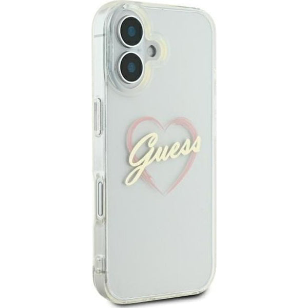 Калъф за Apple iPhone 16 Plus, Guess, IML Heart, Прозрачен