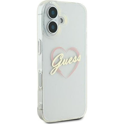 Калъф за Apple iPhone 16 Plus, Guess, IML Heart, Прозрачен