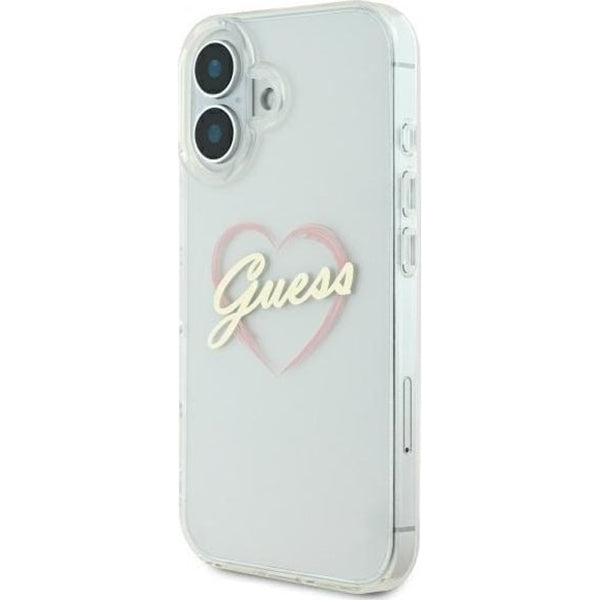 Калъф за Apple iPhone 16 Plus, Guess, IML Heart, Прозрачен