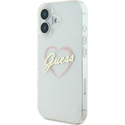 Калъф за Apple iPhone 16 Plus, Guess, IML Heart, Прозрачен