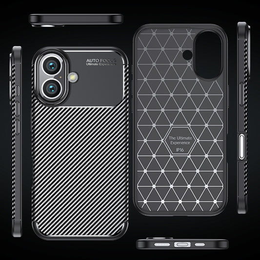 Калъф за Apple iPhone 16 Plus, Techsuit, CarbonFiber, Черен