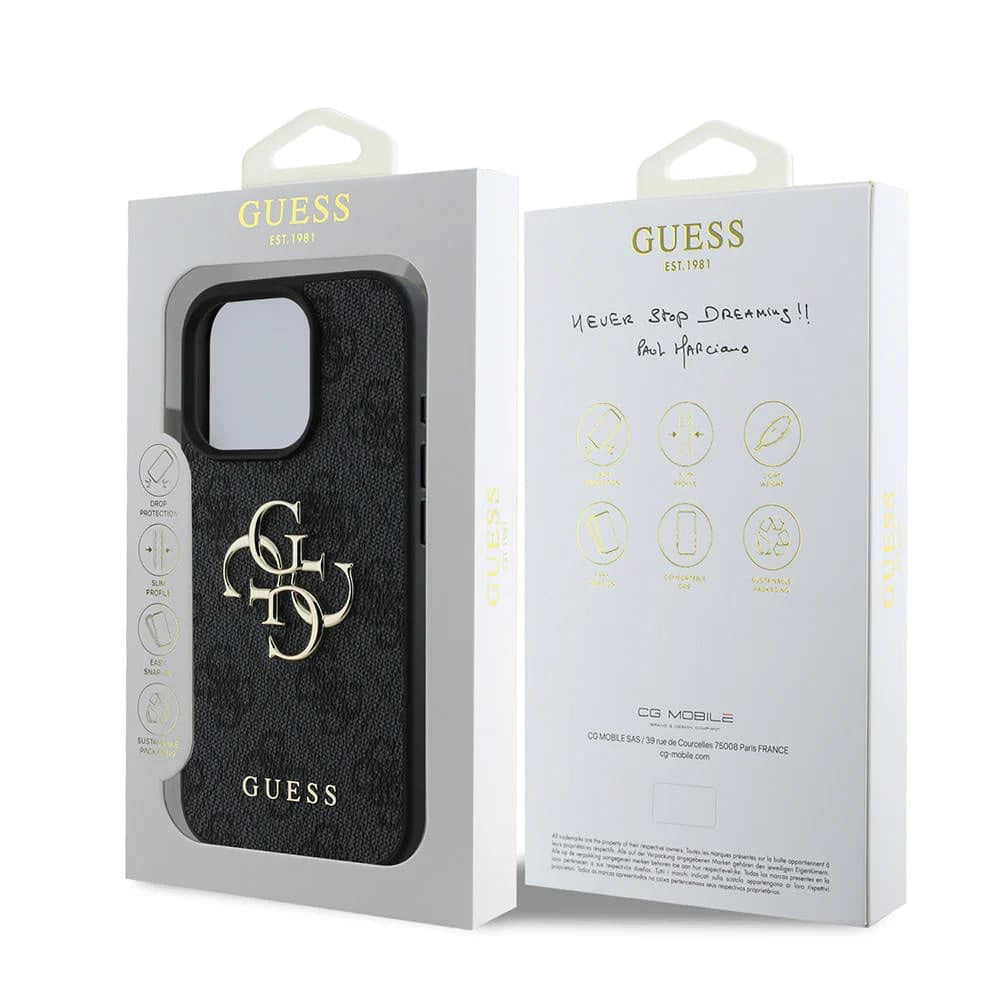 Калъф за Apple iPhone 16 Pro, Guess, 4G Big Logo, Черен