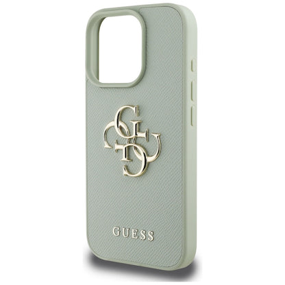 Калъф за Apple iPhone 16 Pro, Guess, Grained Big 4G Logo Small Classic Logo, зелен