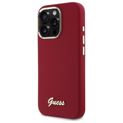 Калъф за Apple iPhone 16 Pro, Guess, Script Metal Logo, Розов