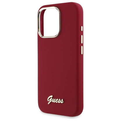 Калъф за Apple iPhone 16 Pro, Guess, Script Metal Logo, Розов