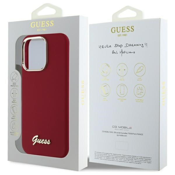 Калъф за Apple iPhone 16 Pro, Guess, Script Metal Logo, Розов