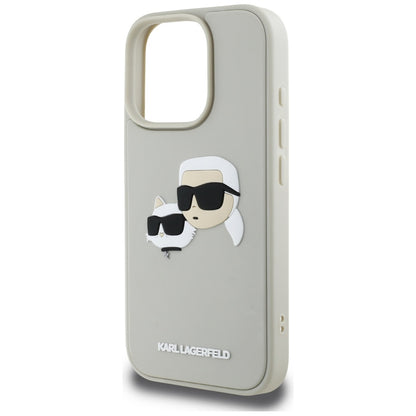 Калъф за Apple iPhone 16 Pro, Karl Lagerfeld, 3D Rubber Karl & Choupette, Бежов
