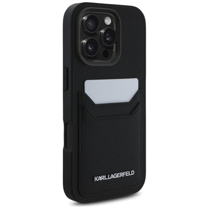 Калъф за Apple iPhone 16 Pro, Karl Lagerfeld, Grained Cardslots, Черен
