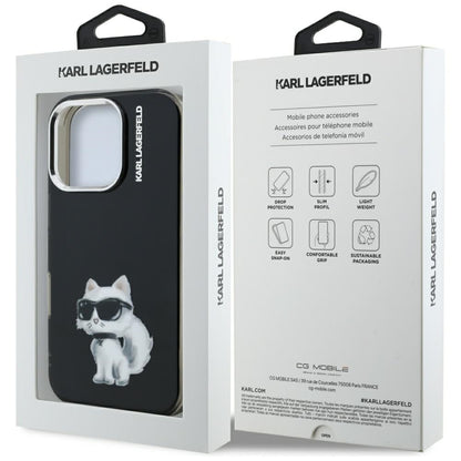 Калъф за Apple iPhone 16 Pro, Karl Lagerfeld, IML Aquarelle Logo Choupette, Черен