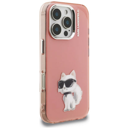 Калъф за Apple iPhone 16 Pro, Karl Lagerfeld, IML Aquarelle Logo Choupette, Розов