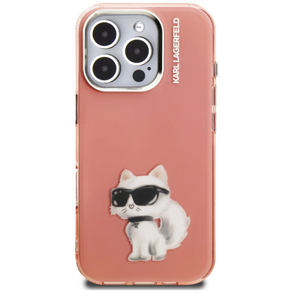 Калъф за Apple iPhone 16 Pro, Karl Lagerfeld, IML Aquarelle Logo Choupette, Розов
