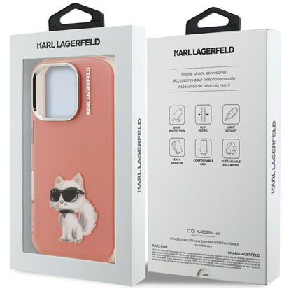 Калъф за Apple iPhone 16 Pro, Karl Lagerfeld, IML Aquarelle Logo Choupette, Розов