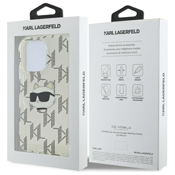 Калъф за Apple iPhone 16 Pro, Karl Lagerfeld, IML Luxury Electroplated Choupette's Head, Прозрачен