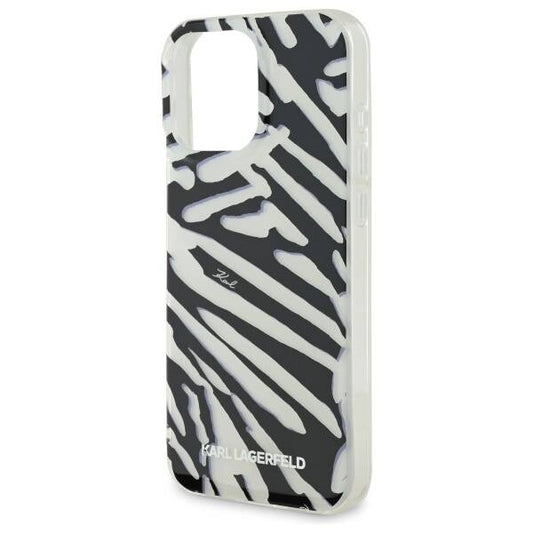Калъф за Apple iPhone 16 Pro, Karl Lagerfeld, IML Luxury Zebra Pattern with Strap, Черен
