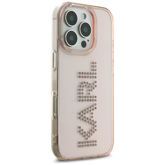 Калъф за Apple iPhone 16 Pro, Karl Lagerfeld, IML Rhinestones Pink Logo, Розов