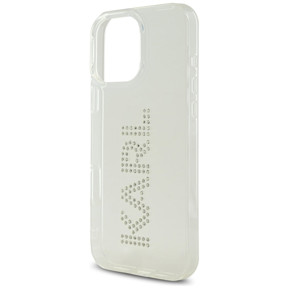 Калъф за Apple iPhone 16 Pro, Karl Lagerfeld, IML Rhinestones Transparent Logo, Прозрачен