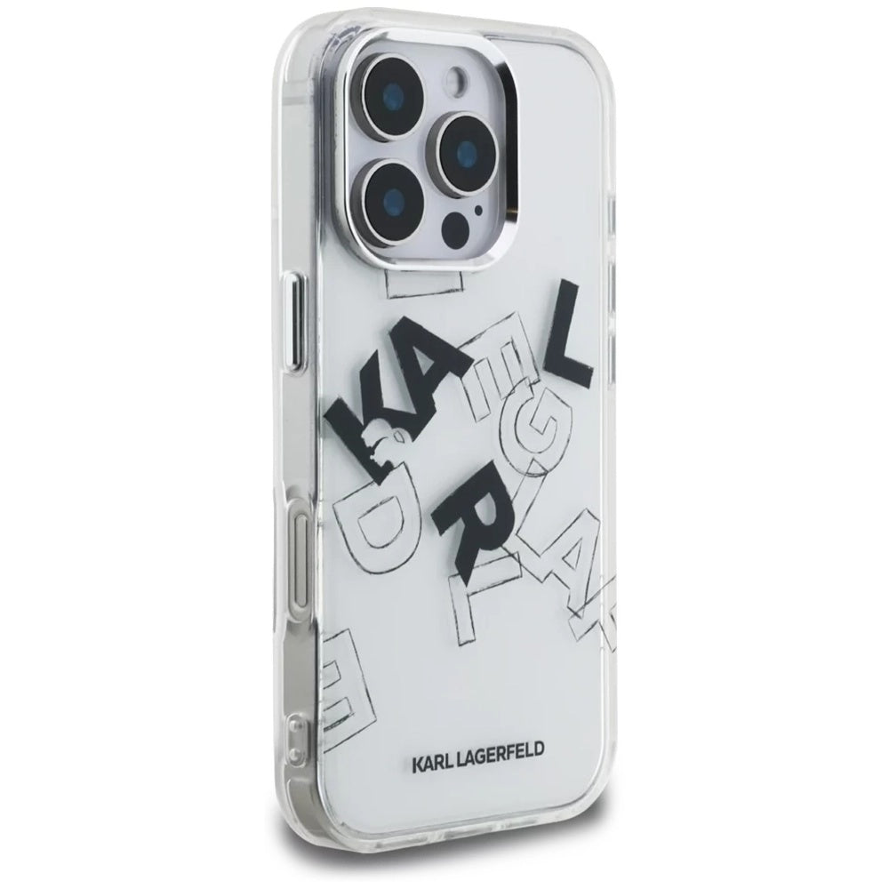 Case for Apple iPhone 16 Pro, Karl Lagerfeld, IML Sketched Graphic Logo, Transparent