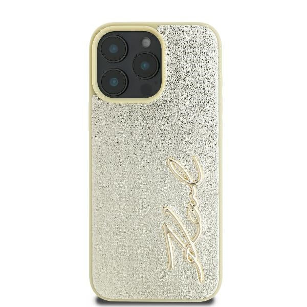 Калъф за Apple iPhone 16 Pro, Karl Lagerfeld, Metal Signature, Златист