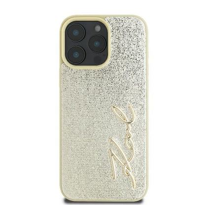 Калъф за Apple iPhone 16 Pro, Karl Lagerfeld, Metal Signature, Златист