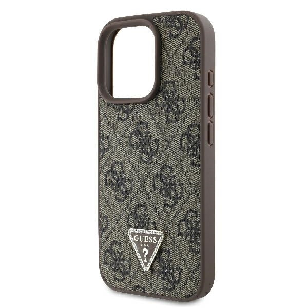 Калъф за Apple iPhone 16 Pro Max, Guess, Crossbody 4G Triangle Strass, Кафяв
