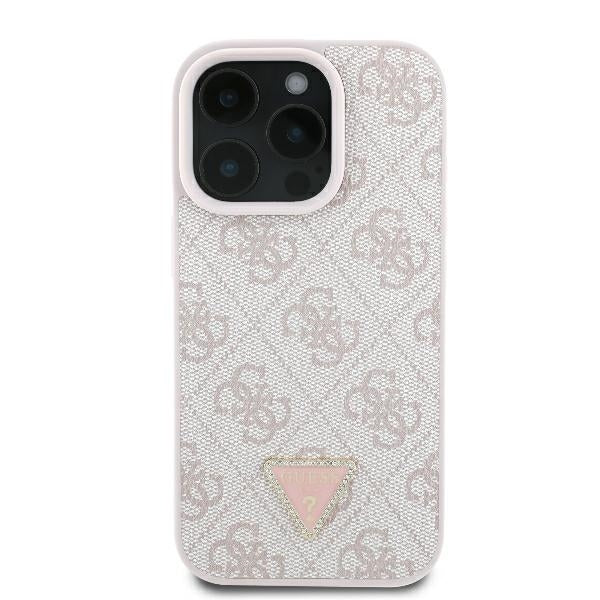 Калъф за Apple iPhone 16 Pro Max, Guess, Crossbody 4G Triangle Strass, Розов