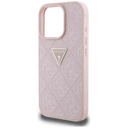 Калъф за Apple iPhone 16 Pro Max, Guess, Hot Stamp 4G Pattern Triangle Logo, Розов