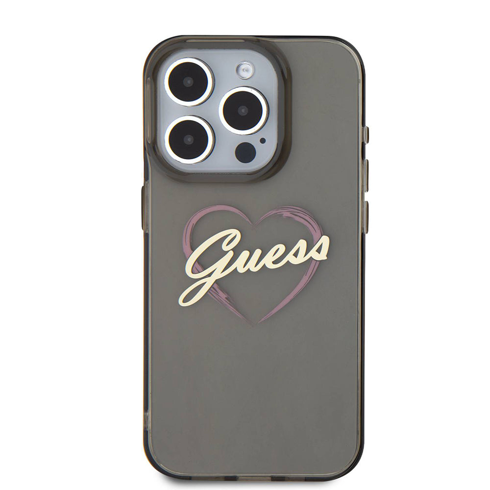 Калъф за Apple iPhone 16 Pro Max, Guess, IML Heart, Черен