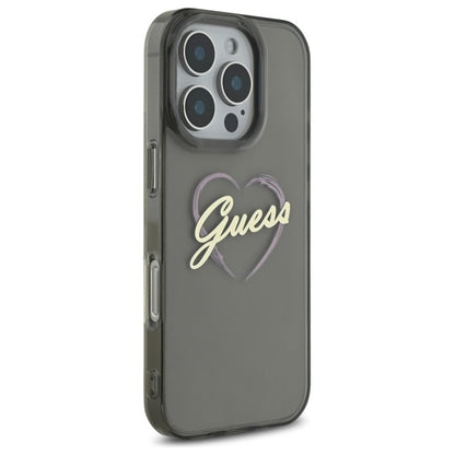 Калъф за Apple iPhone 16 Pro Max, Guess, IML Heart, Черен